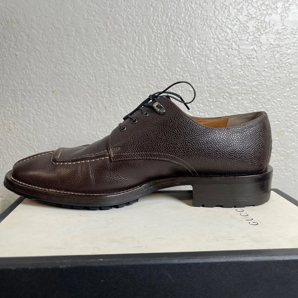 COLE HAAN Brown Pebble Leather Split‎ Toe Oxfords Dress Shoes Men's Size 10 M